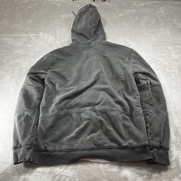 True Religion Moto Hoodie Mens Size Medium Gray Full Zip Jacket Embroidered - Picture 6 of 8
